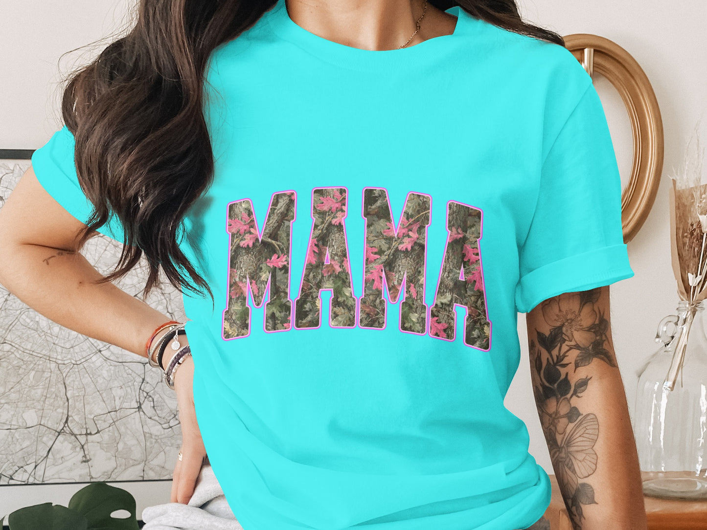Trendy Bold Floral MAMA Tee Shirt for Moms
