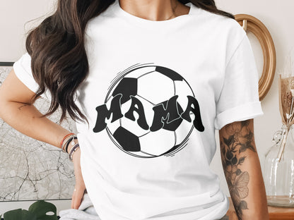 Soccer Ball Graphic Mama T-shirt for Sports Lovers