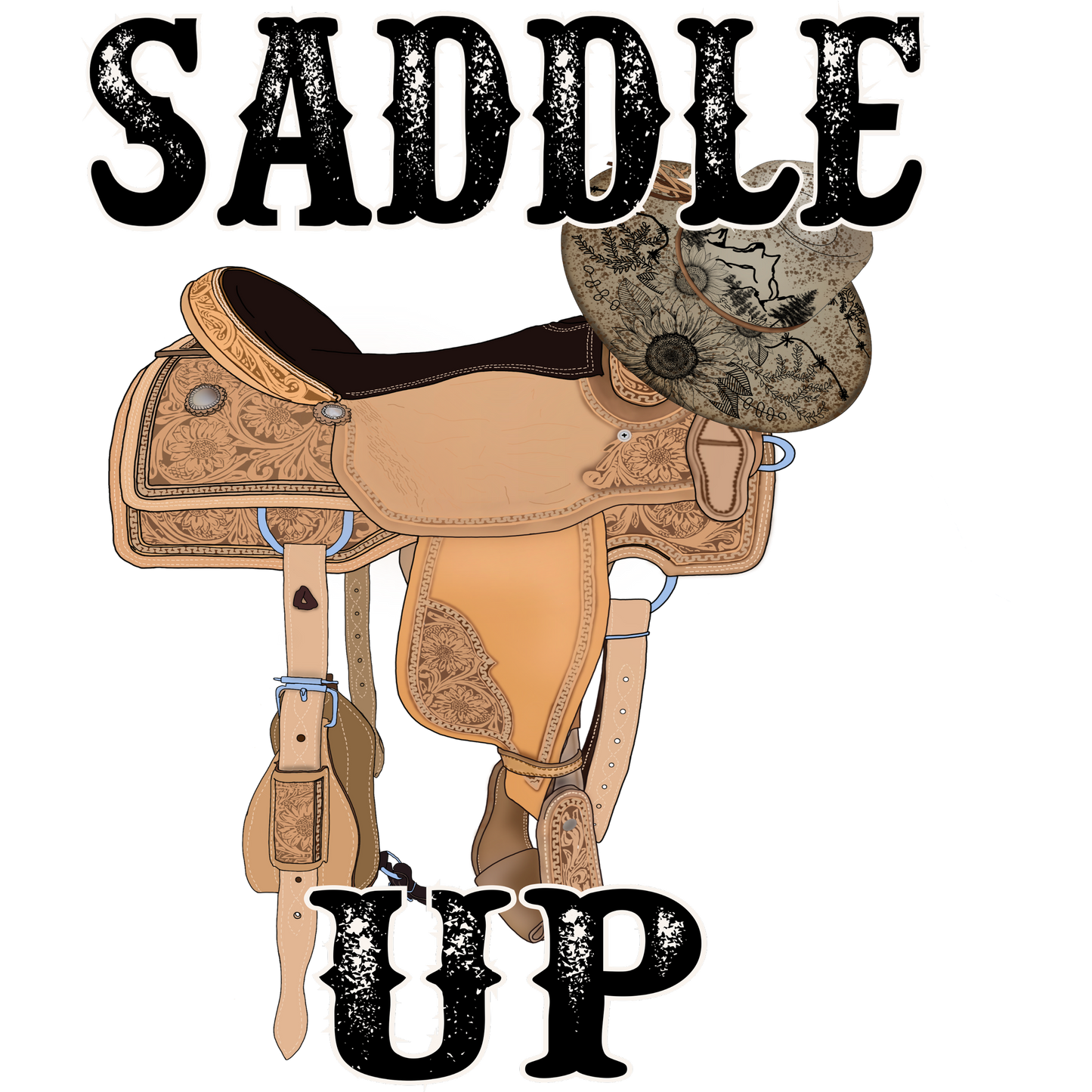 Saddle Up Western Riding Accessories Illustration