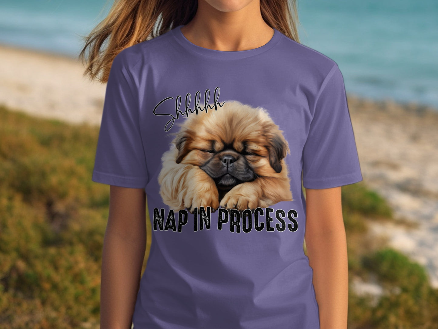 Shhhh Nap in Process T-shirt with Adorable Puppy Design