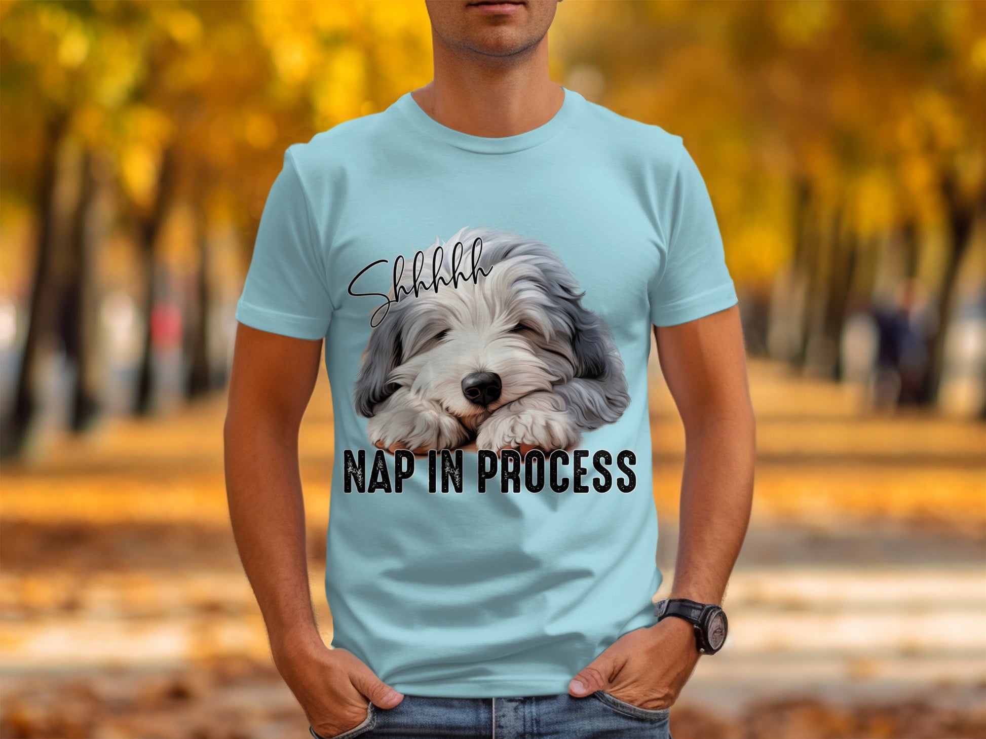 Shhh Nap in Process Funny Dog Graphic T-Shirt