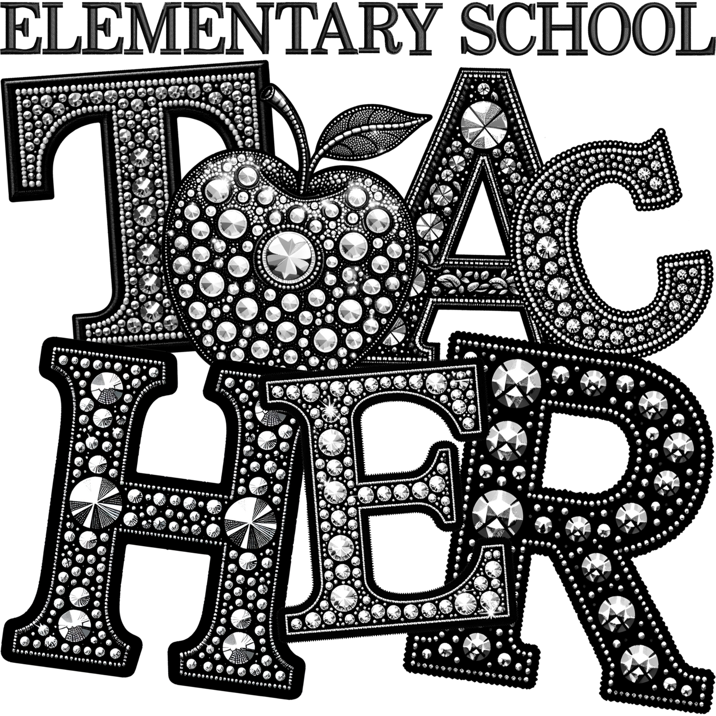 Elementary School Teacher Rhinestone Design Shirt