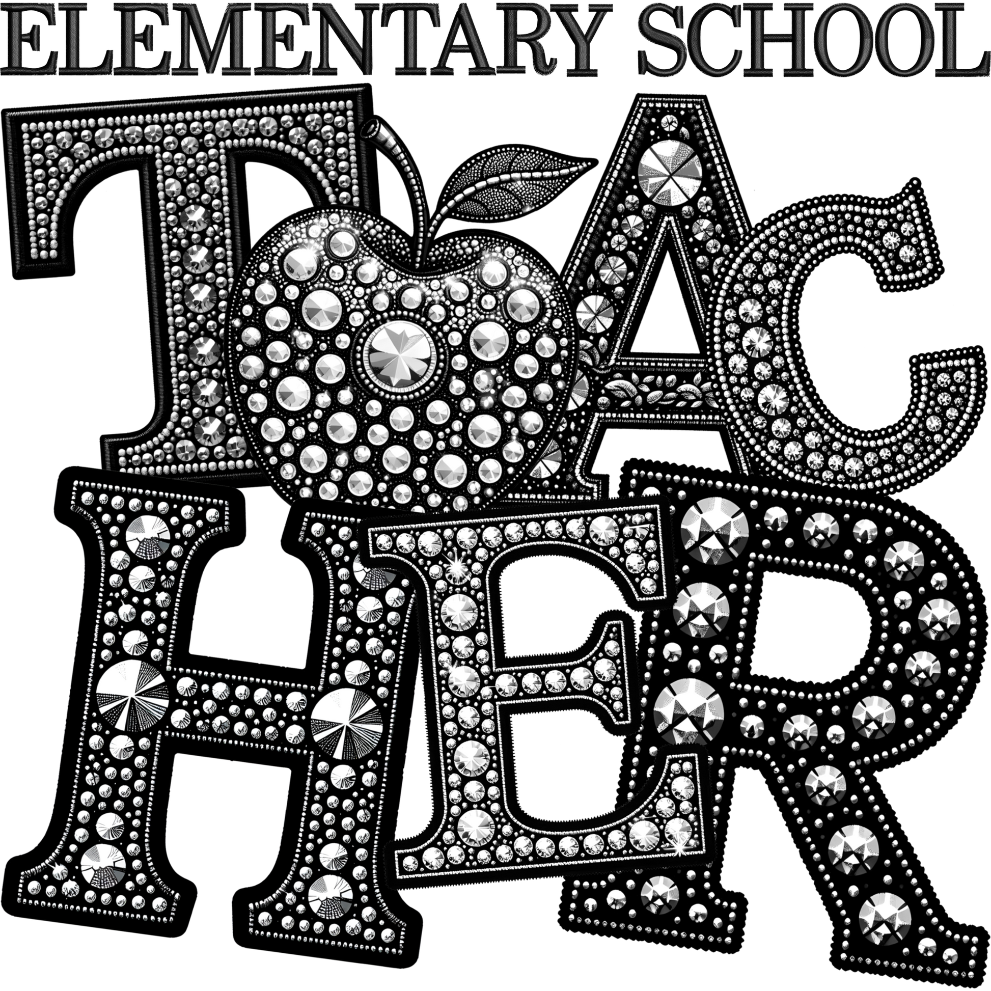 Elementary School Teacher Rhinestone Design Shirt