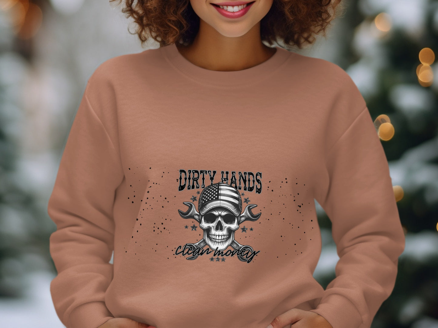 Dirty Hands Clean Money Skull Design Sweatshirt