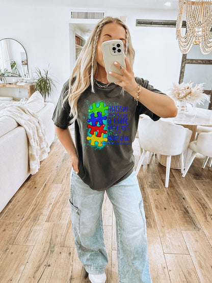 Autism Awareness Puzzle Pieces Graphic Tee