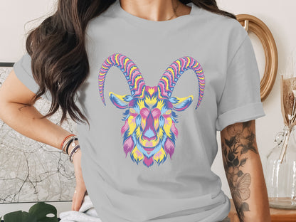 Bright Colorful Psychedelic Goat Graphic Tee