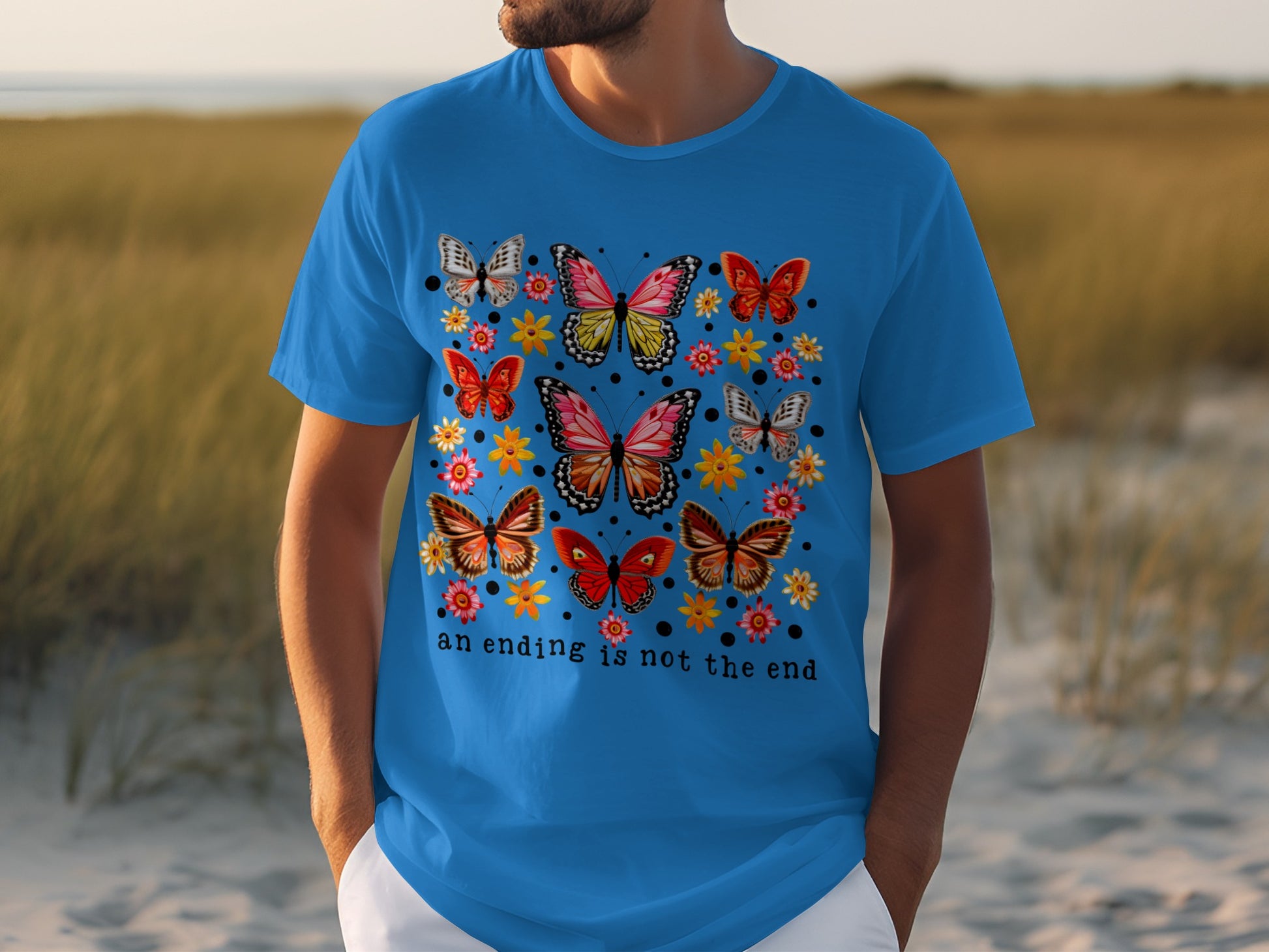 Colorful Butterfly Design T-Shirt with Inspiring Quote