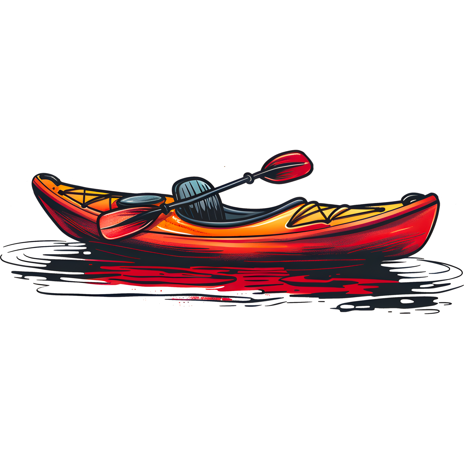 Vibrant red and orange recreational kayak product
