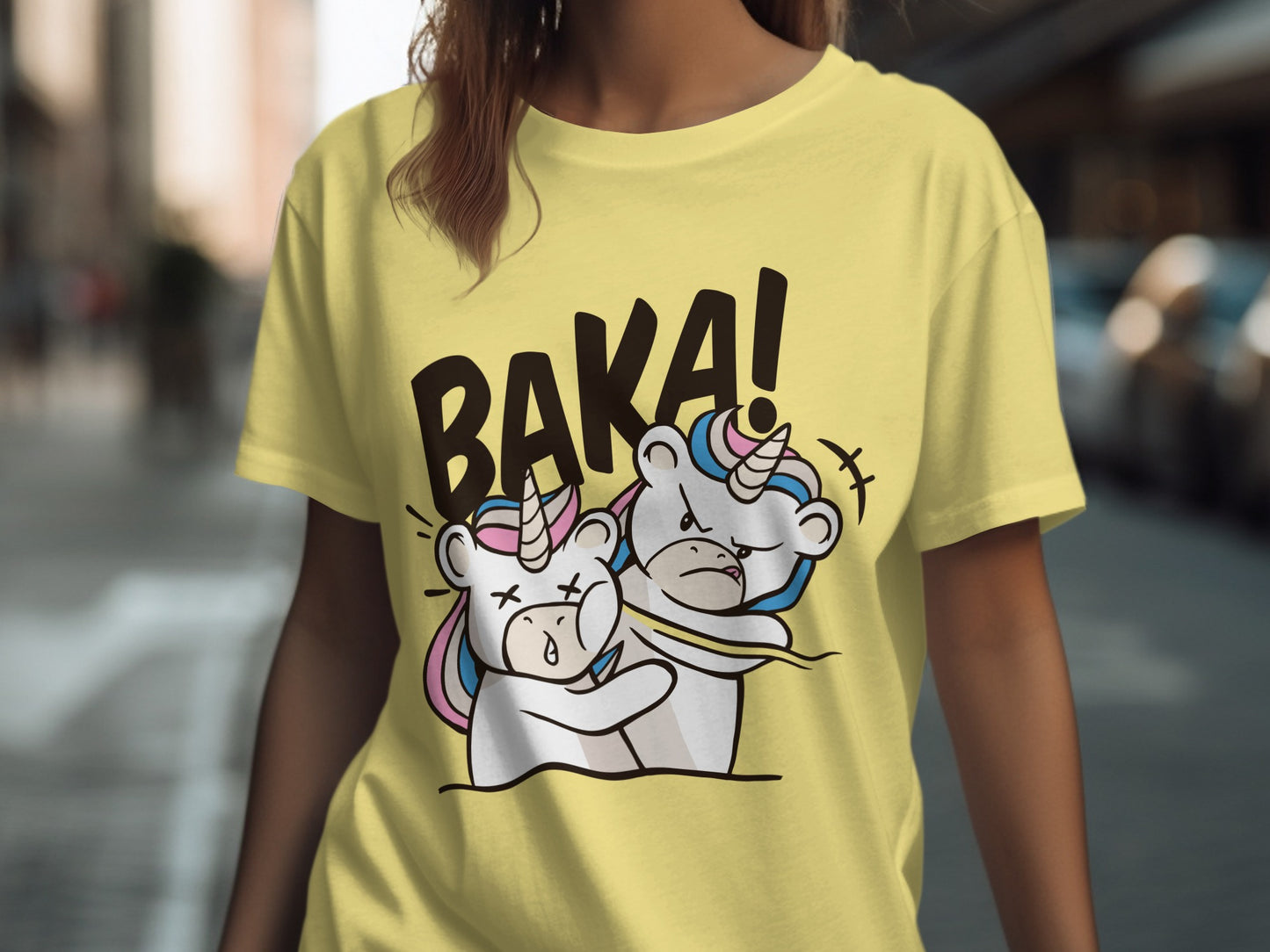 Two Funny Unicorns Baka Graphic Tee Shirt