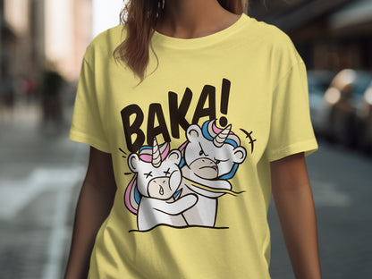 Two Funny Unicorns Baka Graphic Tee Shirt
