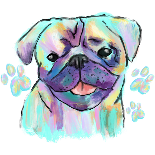 Colorful Artistic Pug Puppy Design Wall Art Decor