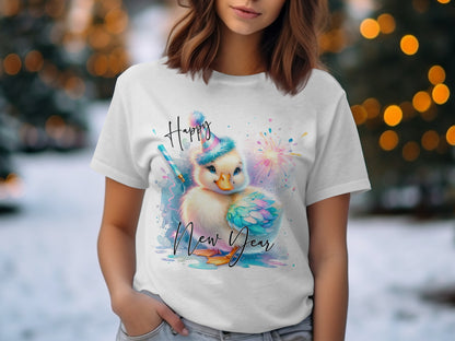 Happy New Year Cute Festive Duck Graphic Tee