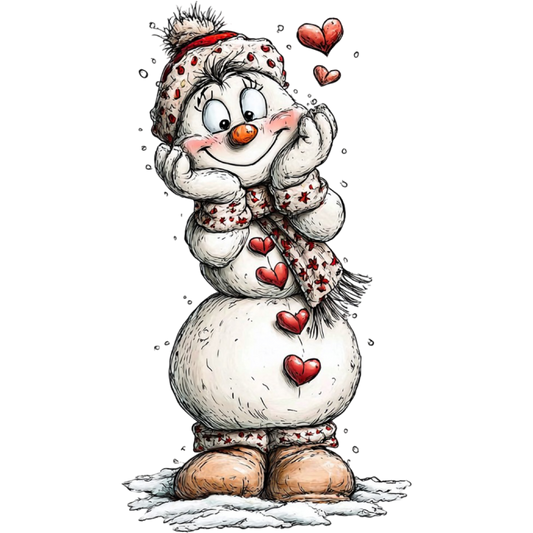 Adorable Snowman with Heart Accents Winter Decor
