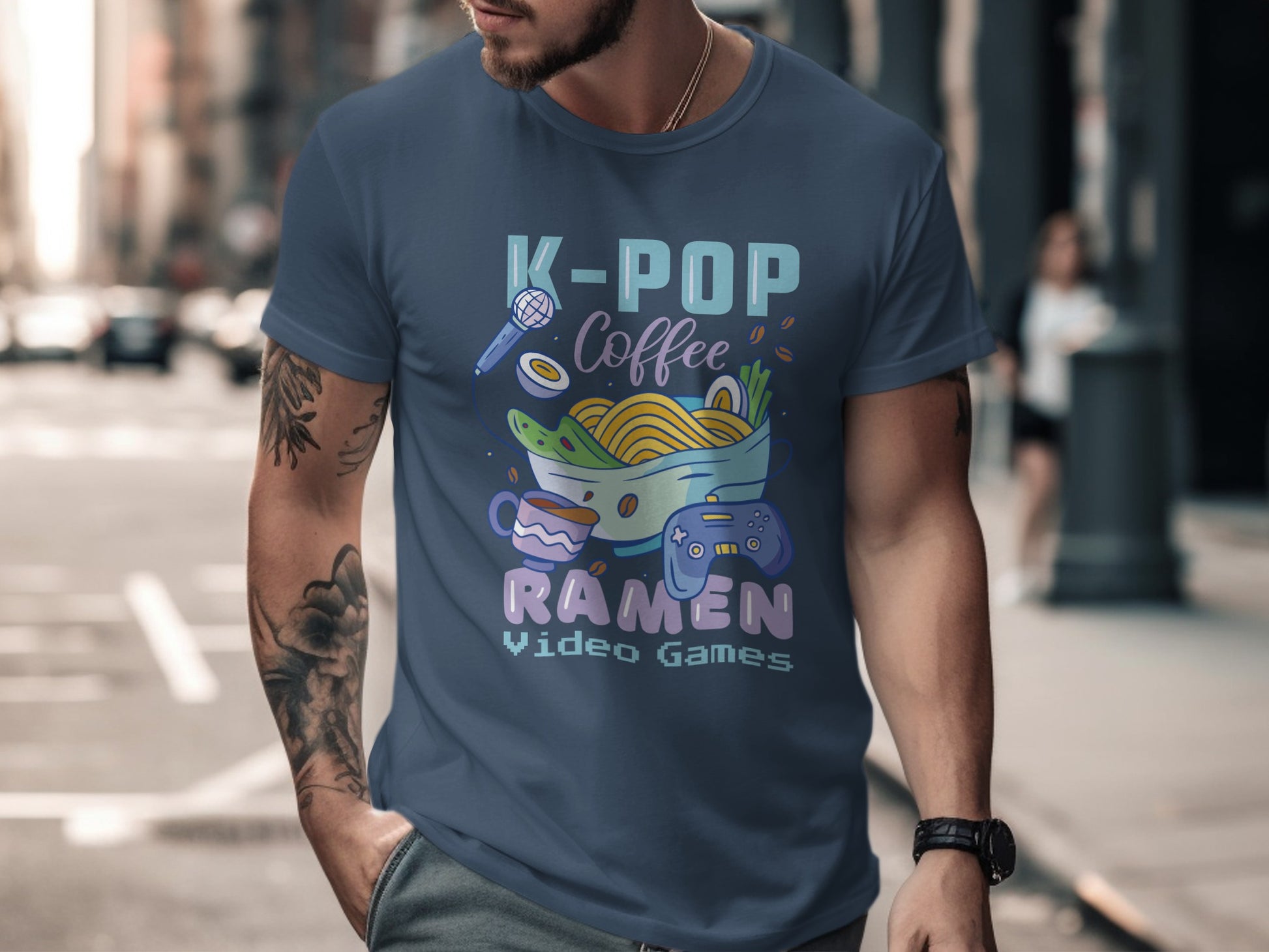K-Pop Coffee Ramen Video Games Graphic T-shirt