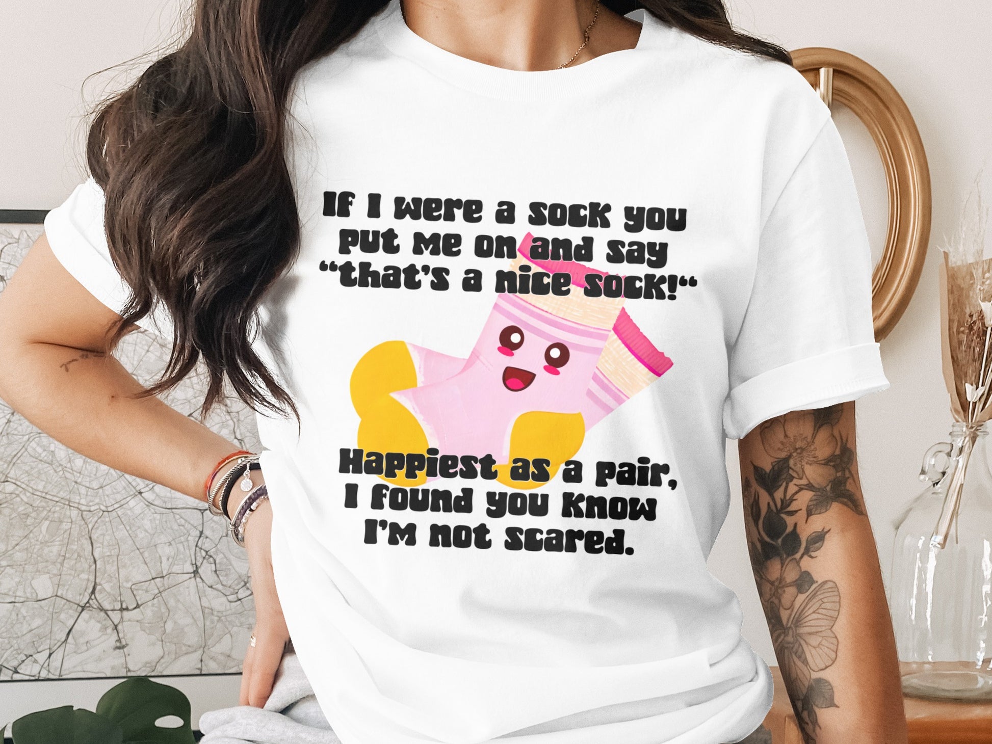 Humorous Sock Quote Graphic T-shirt Fun Novelty Apparel