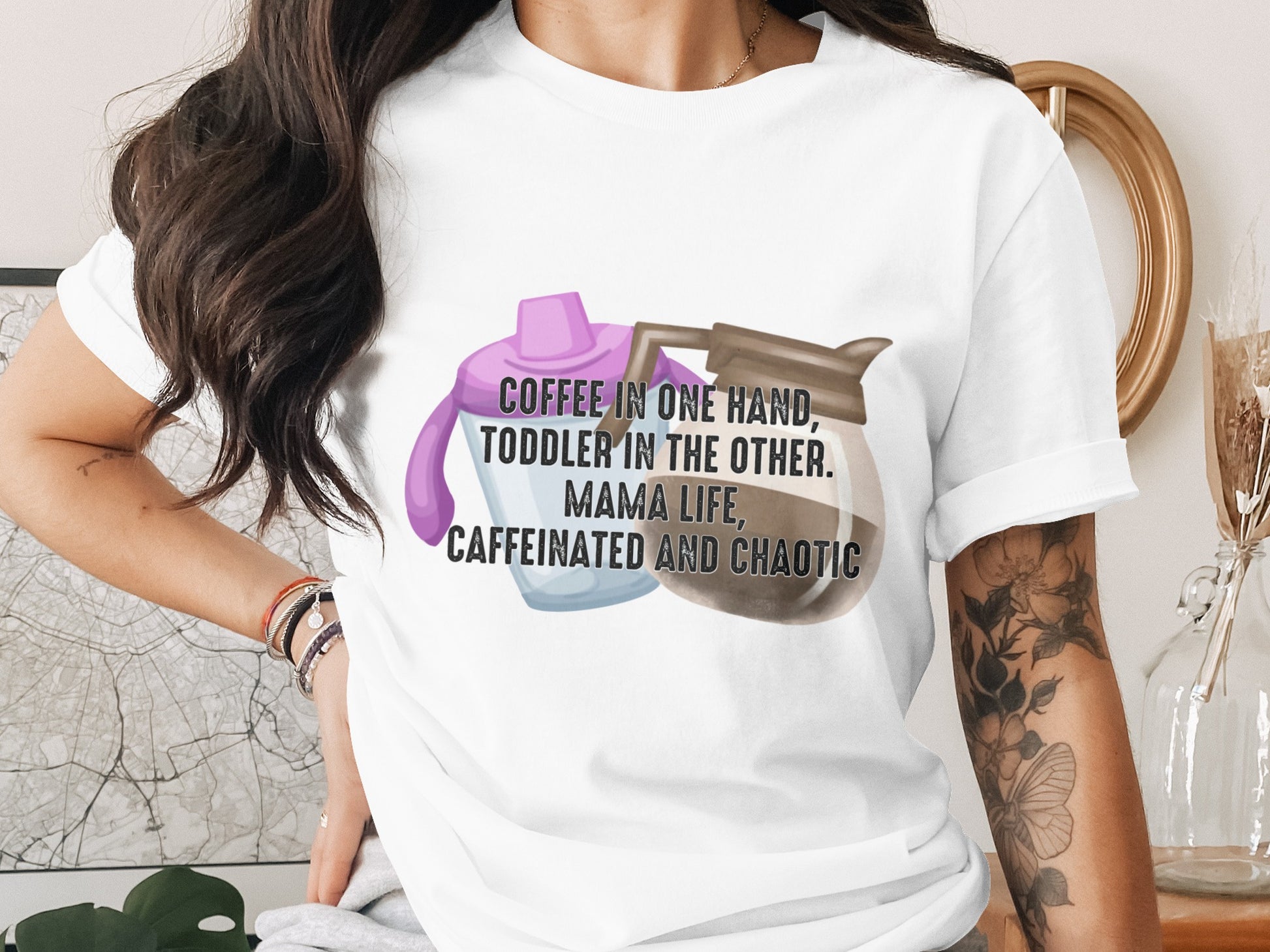 Coffee Toddler Mama Life Caffeinated Chaotic Shirt