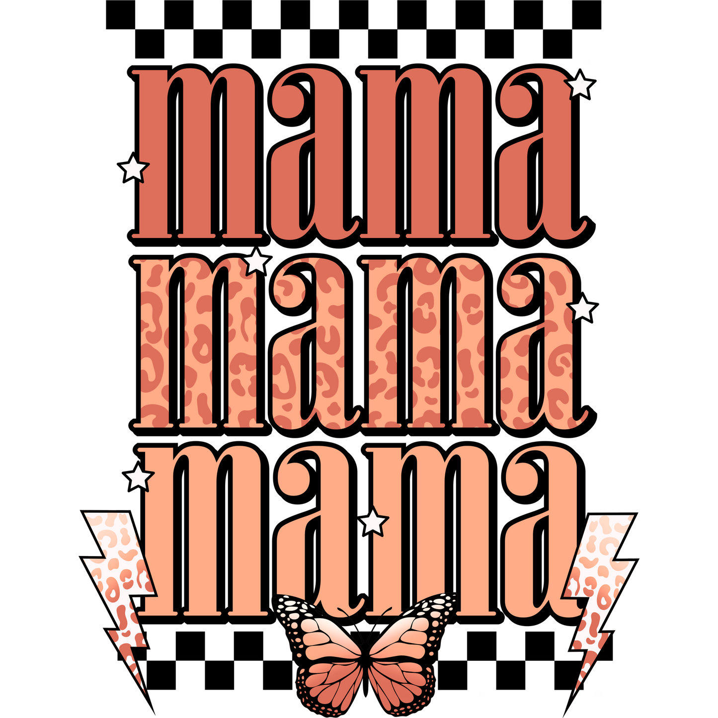 Mama Leopard Print Butterfly Lightning Bolt Décor