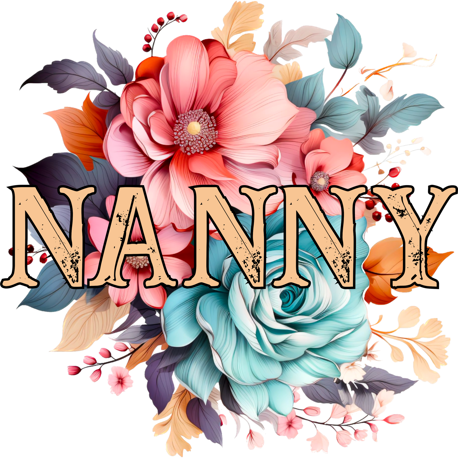 Beautiful Floral Design with Nanny Text Print