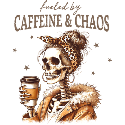 Fueled by Caffeine and Chaos Skeleton Art Print