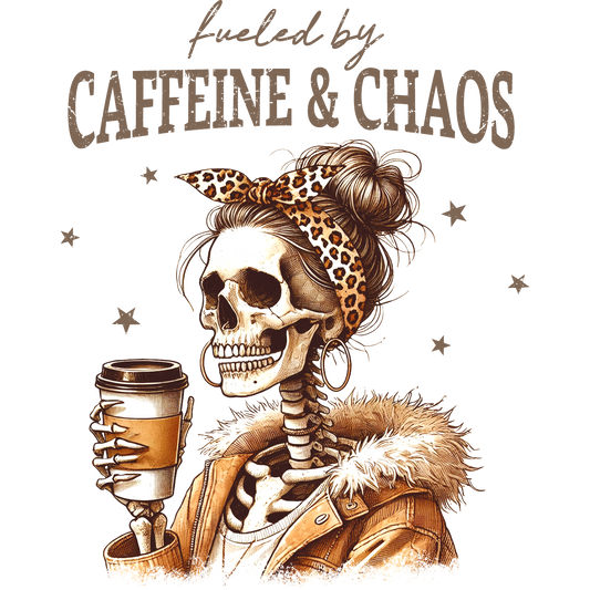 Fueled by Caffeine and Chaos Skeleton Art Print