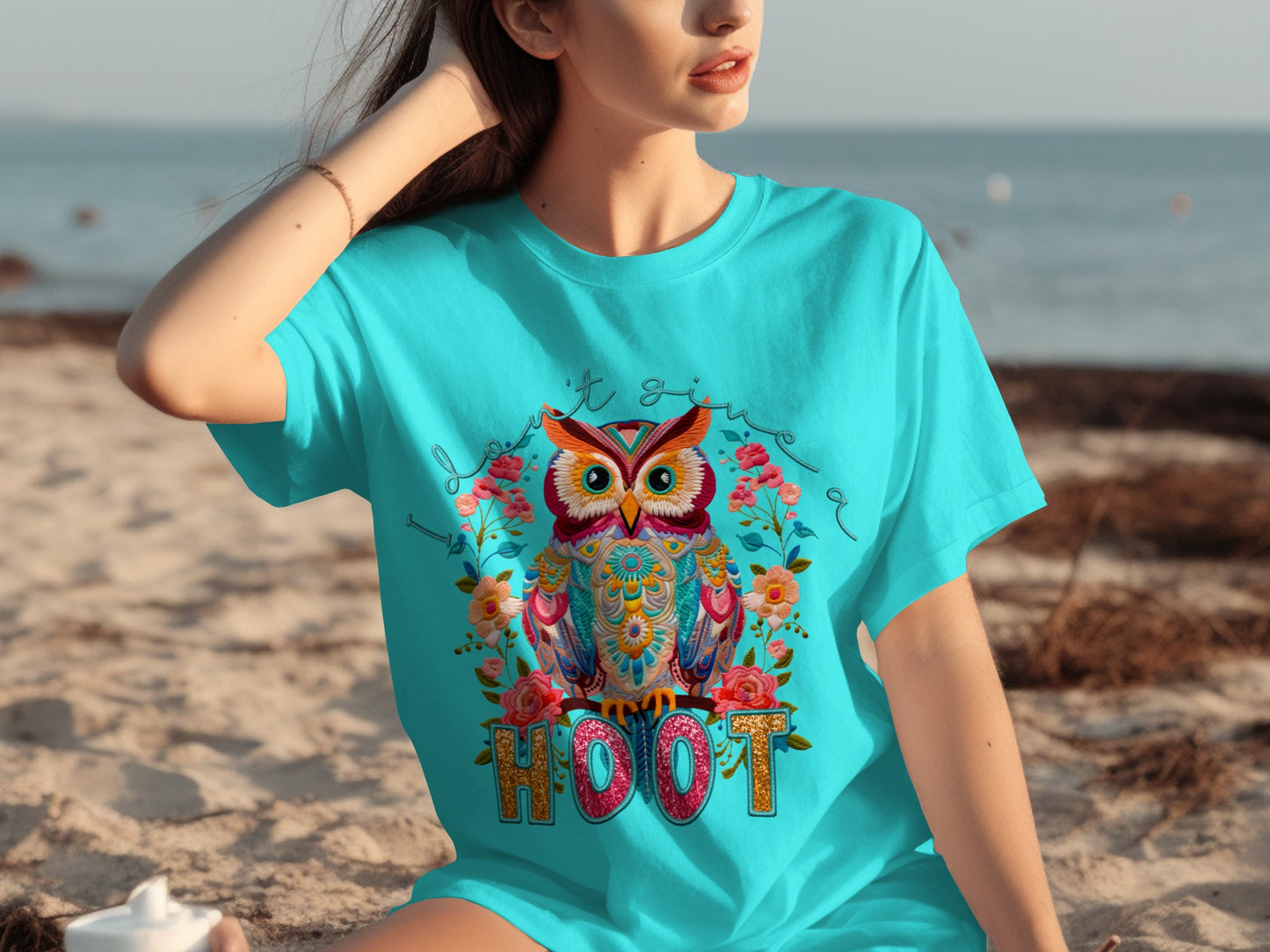 Colorful Owl Design I Don't Give a Hoot T-shirt