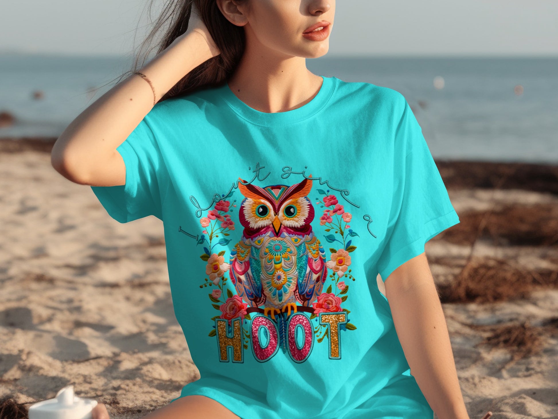 Colorful Owl Design I Don't Give a Hoot T-shirt