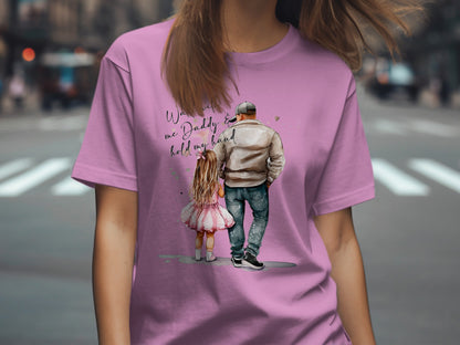 Daddy Hold My Hand Cute Art Graphic T-Shirt