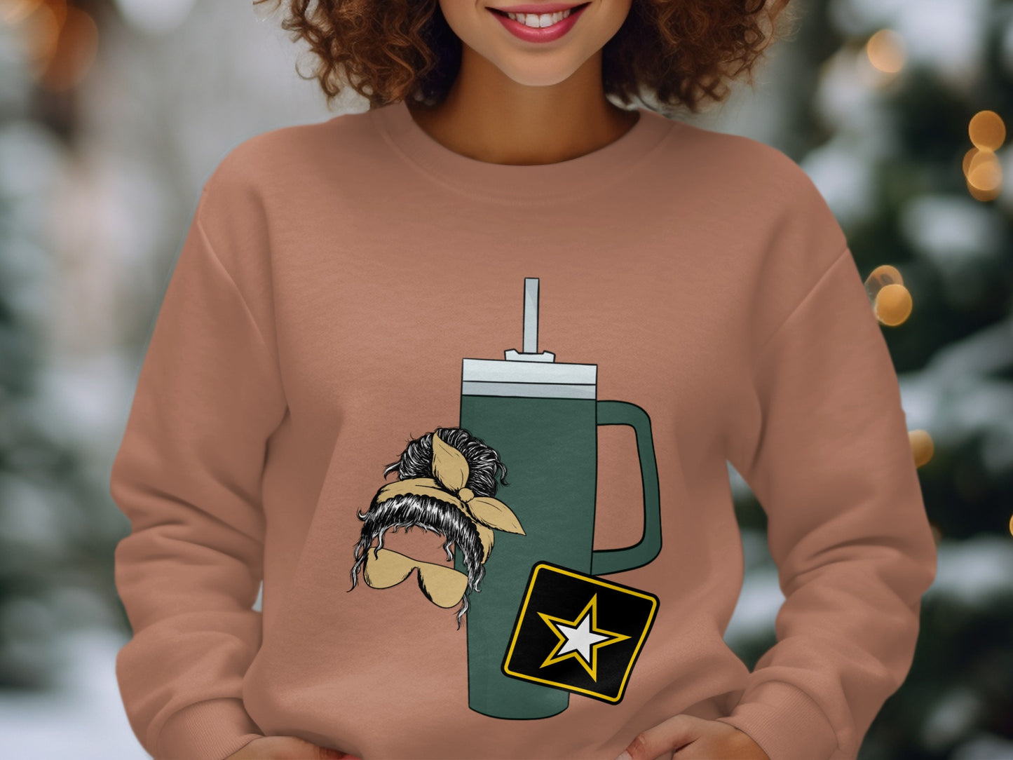 Cozy Army Themed Sweatshirt with Unique Graphics