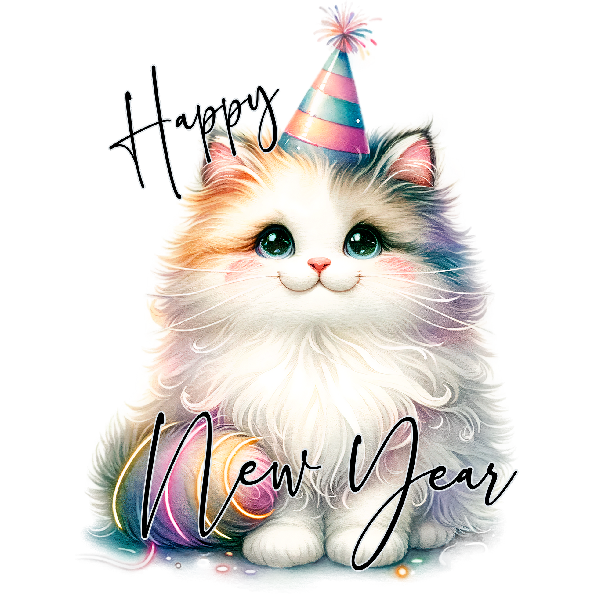 Adorable New Year Cat With Party Hat product