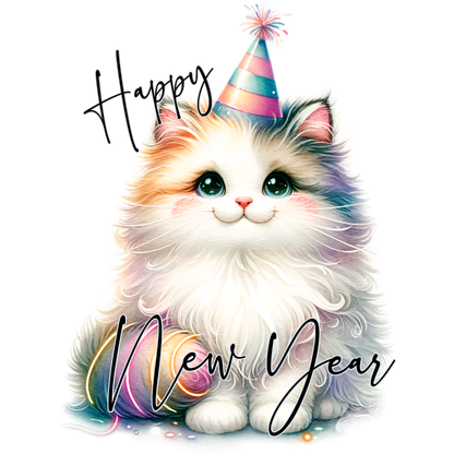 Adorable New Year Cat With Party Hat product