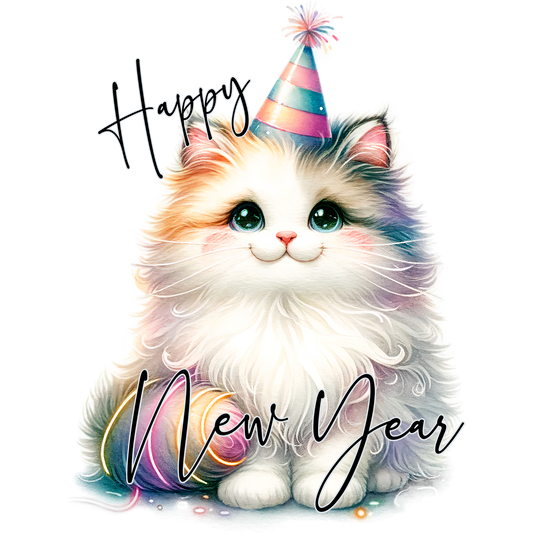 Adorable New Year Cat With Party Hat product