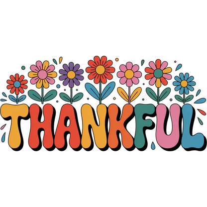 Cheerful Thankful Floral Typography Artwork