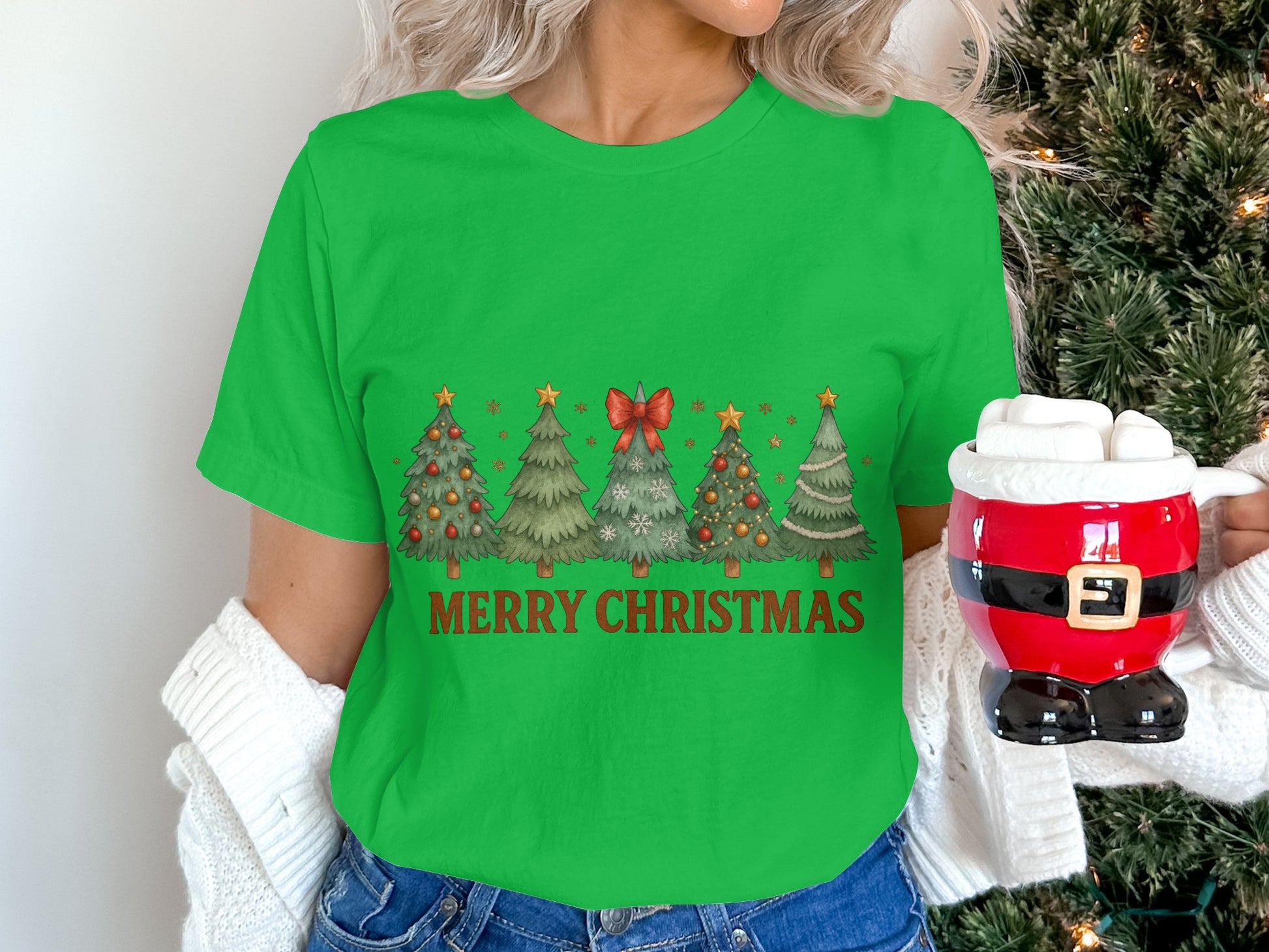 Festive Christmas Tree Graphic White Mug Holiday Shirt