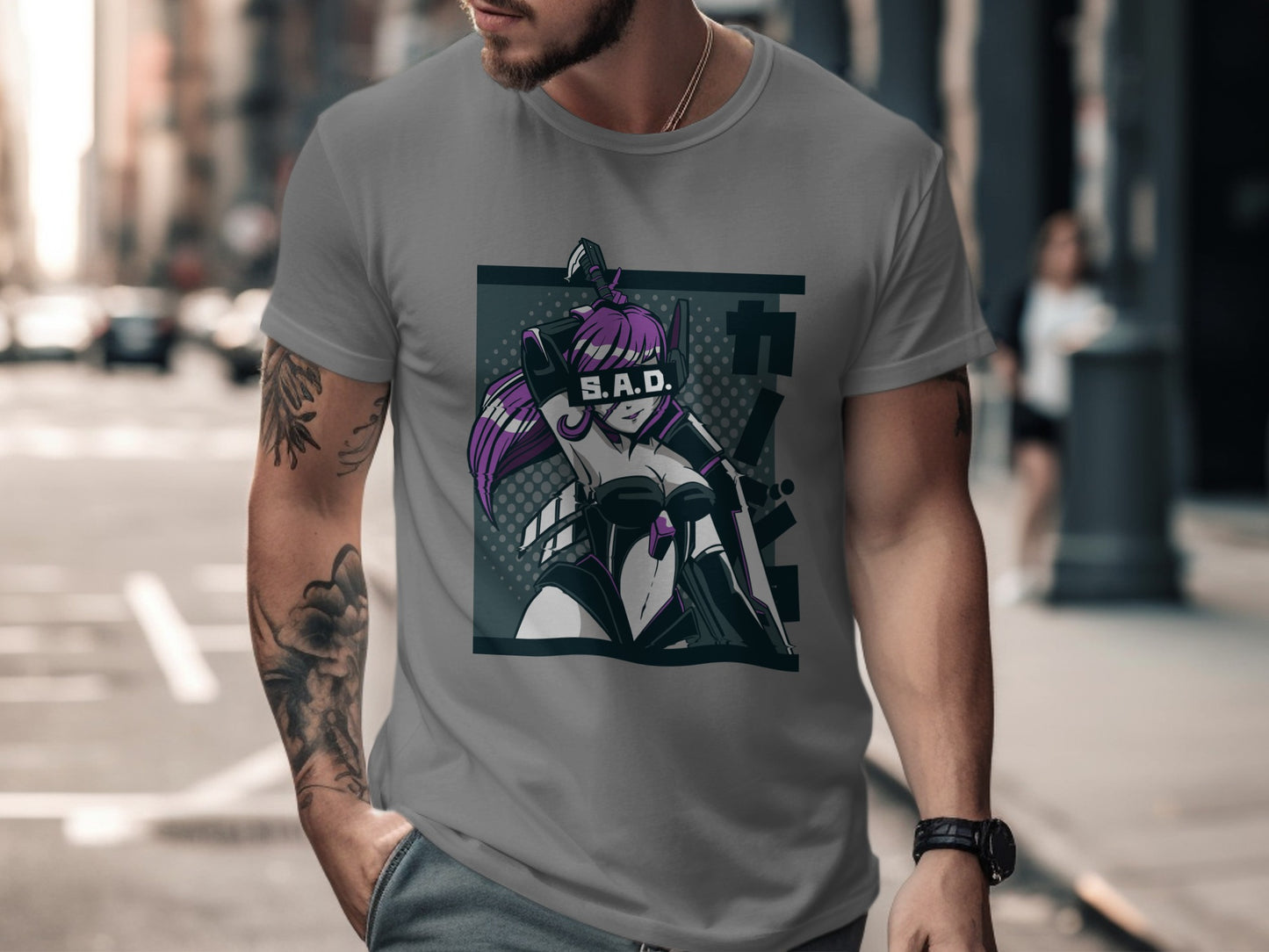 S.A.D. Cyber Girl Futuristic Design T-Shirt