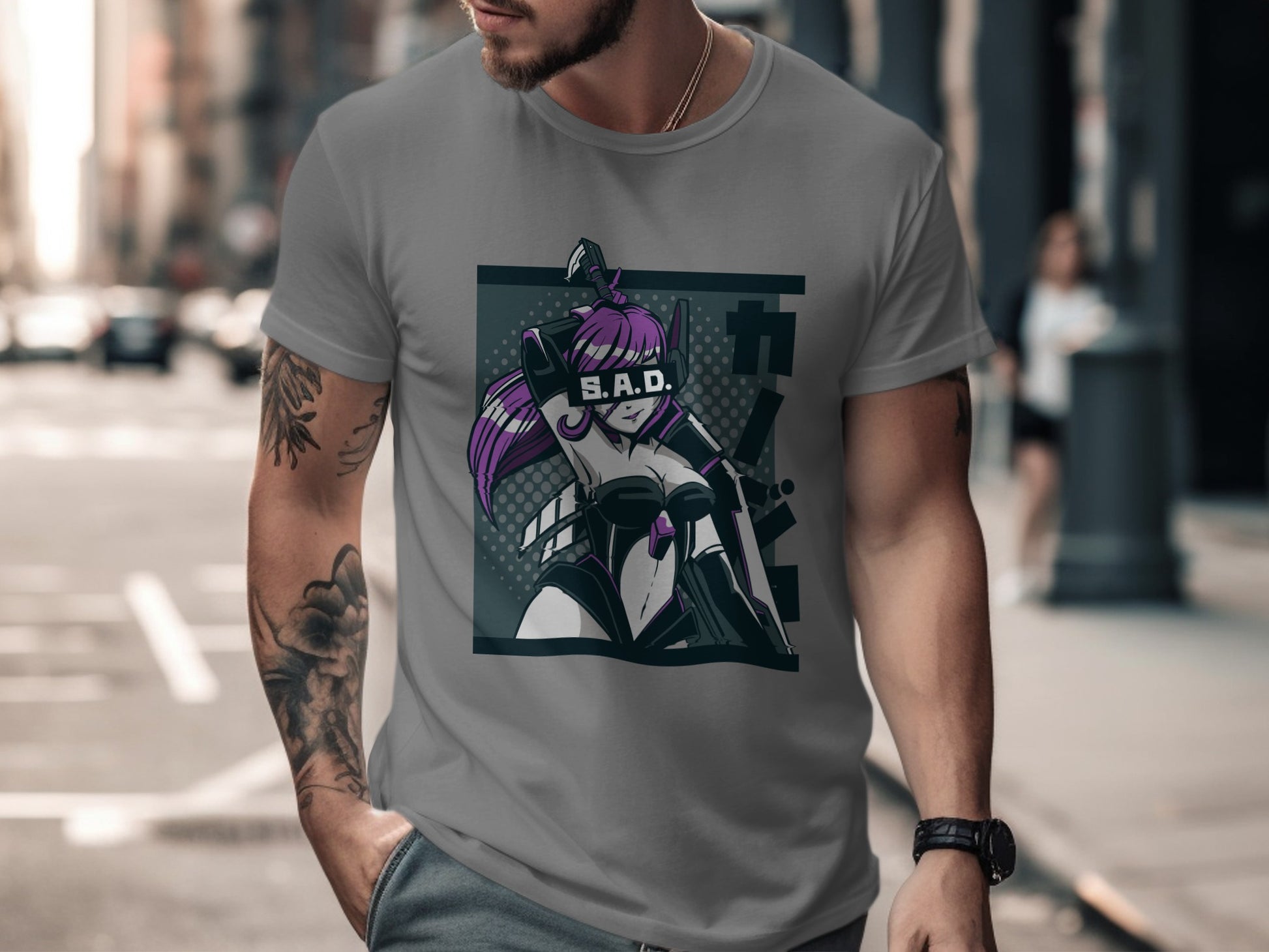 S.A.D. Cyber Girl Futuristic Design T-Shirt