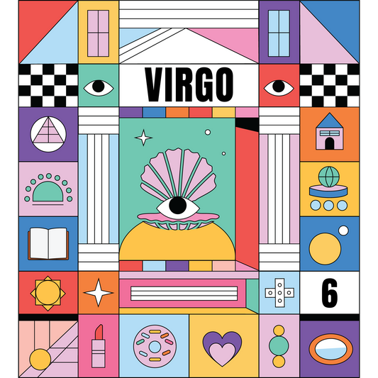 Virgo Zodiac Poster with Colorful Geometric Designs