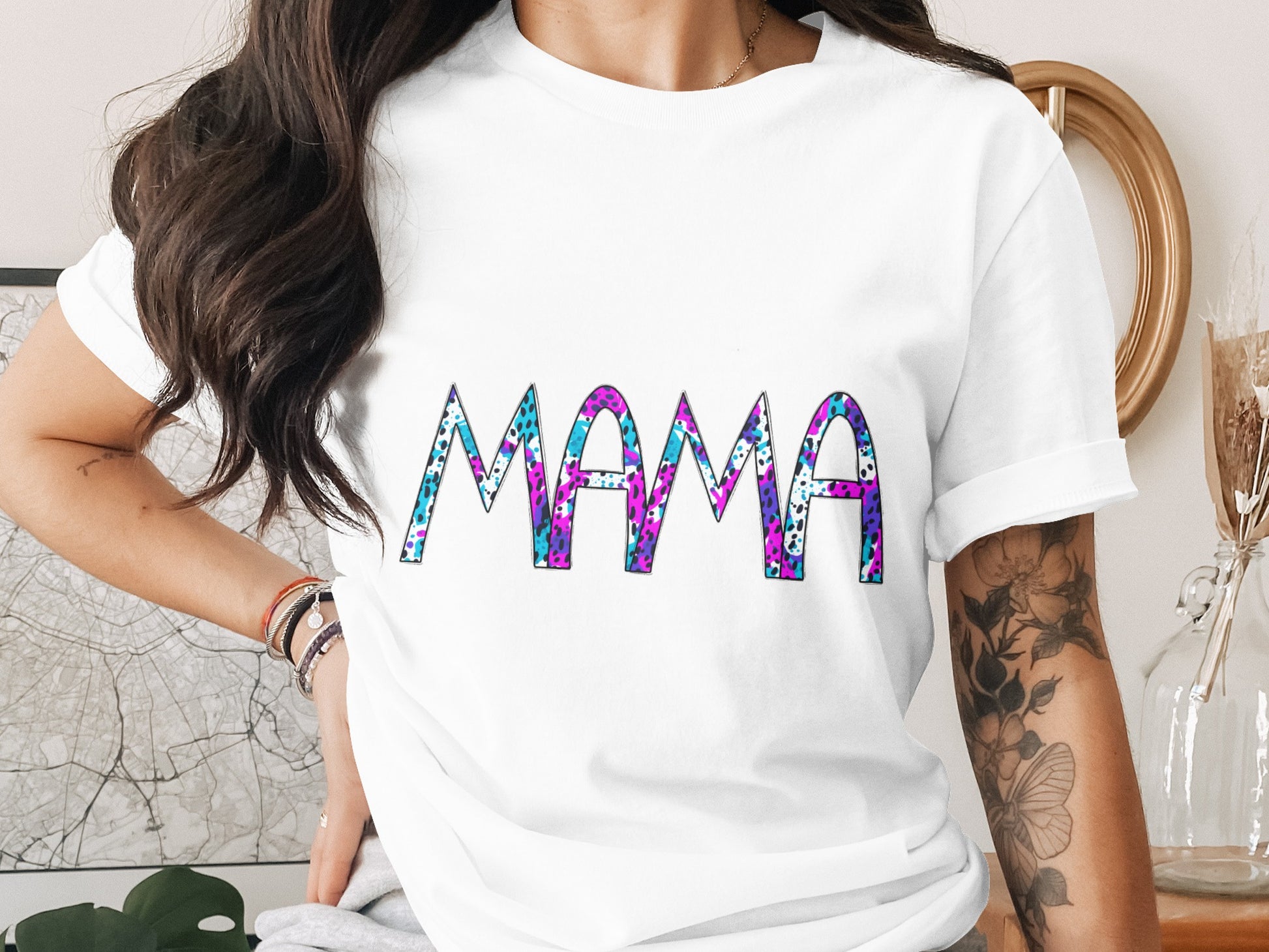 MAMA Floral Graphic White T-Shirt Casual Wear Product