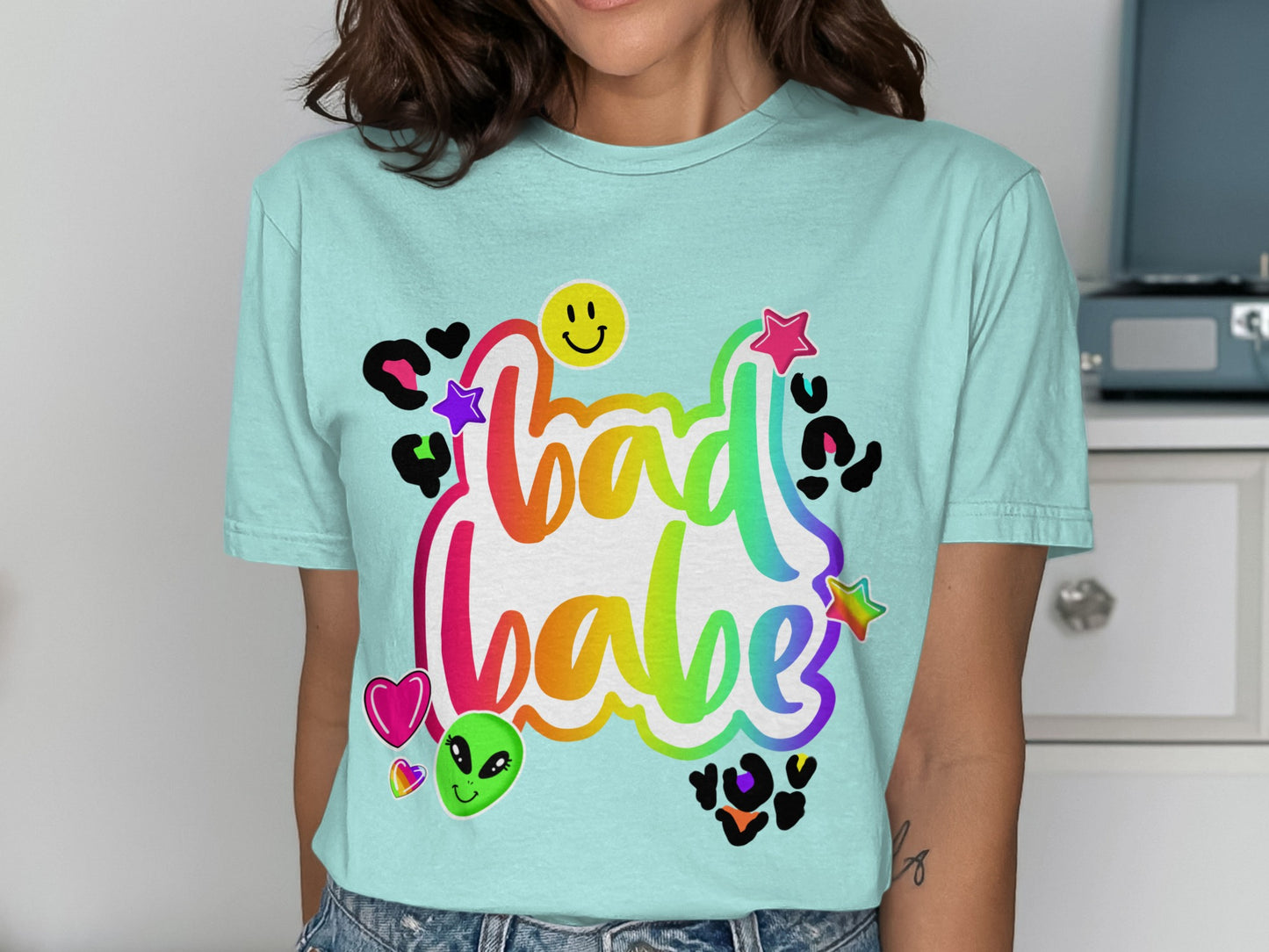 Colorful Bad Babe Graphic T-Shirt for a Trendy Look