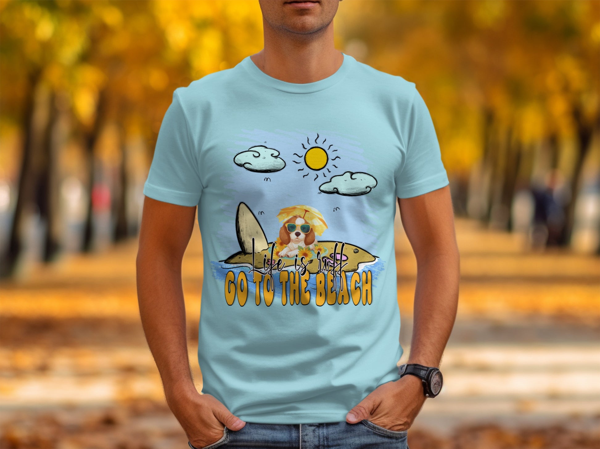 Let's Surf Go to the Beach Graphic T-Shirt