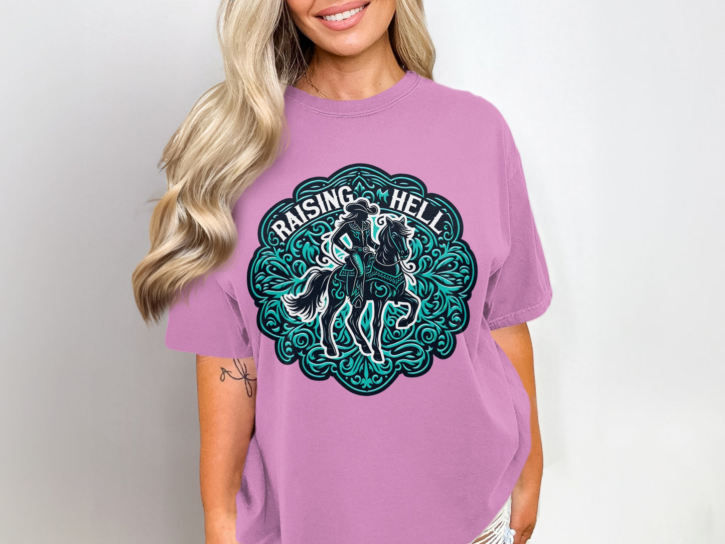 Raising Hell Graphic Tee Shirt with Bold Design