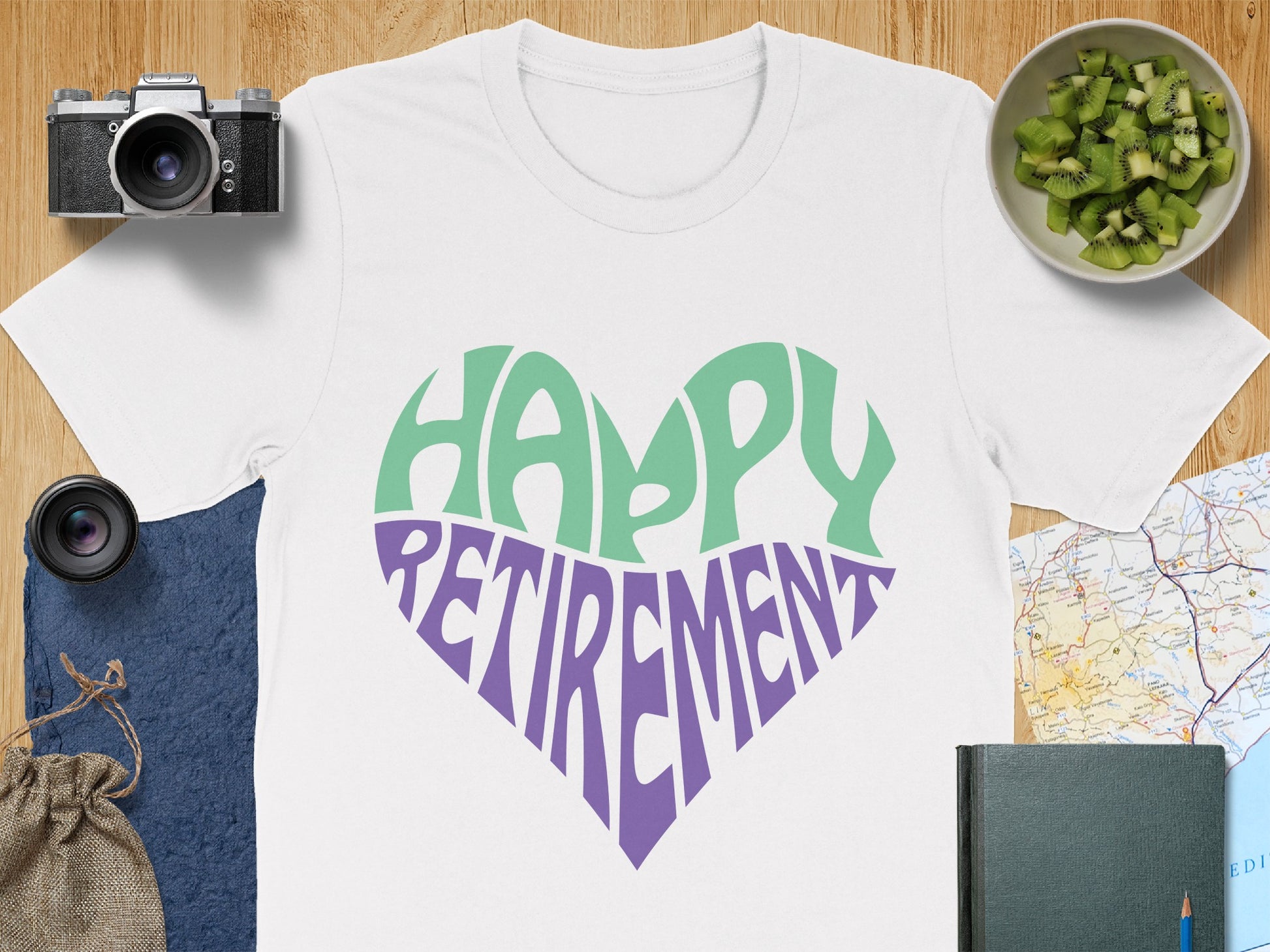 Happy Retirement Heart Shaped Graphic Design Shirt