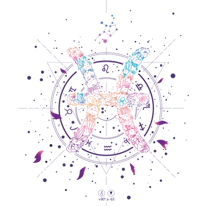 Colorful Pisces Zodiac Symbol Artwork with Floral Design