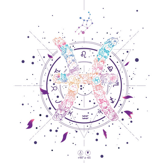 Colorful Pisces Zodiac Symbol Artwork with Floral Design