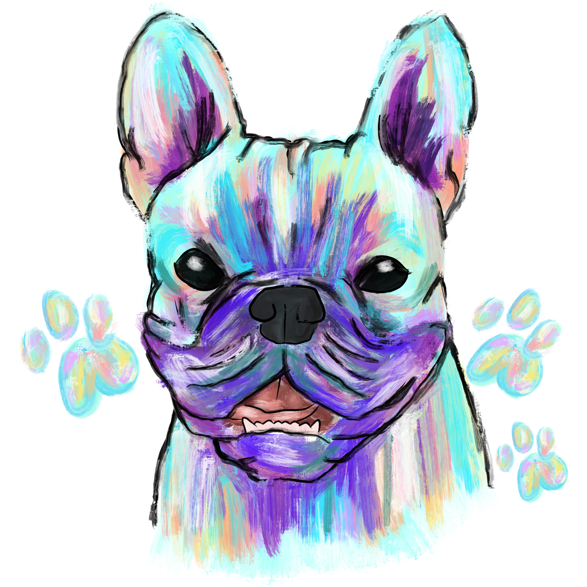 Colorful Abstract French Bulldog Art Decor