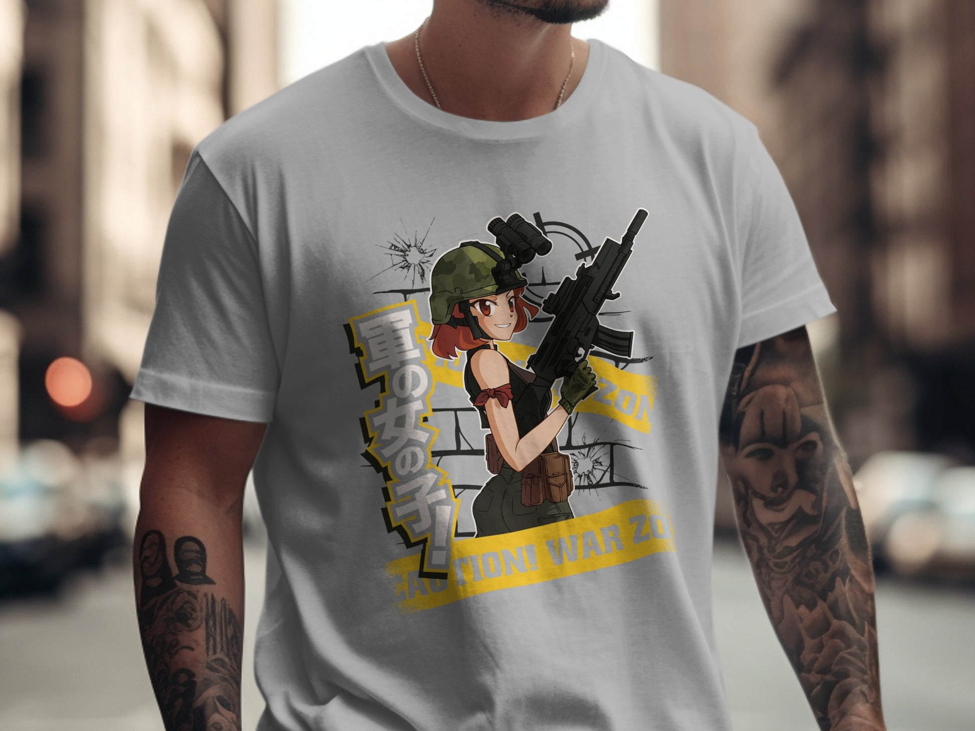 Anime Soldier Graphic Tee Featuring Character Print