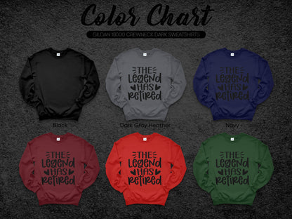 The Legend Has Retired Gildan Crewneck Dark Sweatshirt