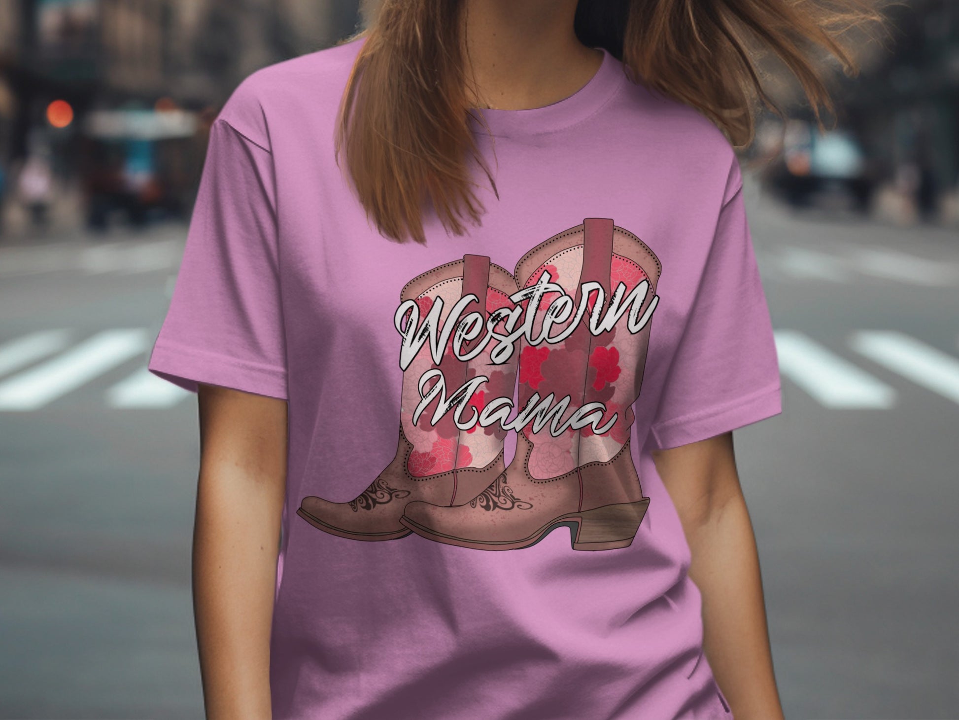 Western Mama Boots Graphic Casual Wear Tee
