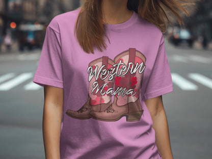 Western Mama Boots Graphic Casual Wear Tee