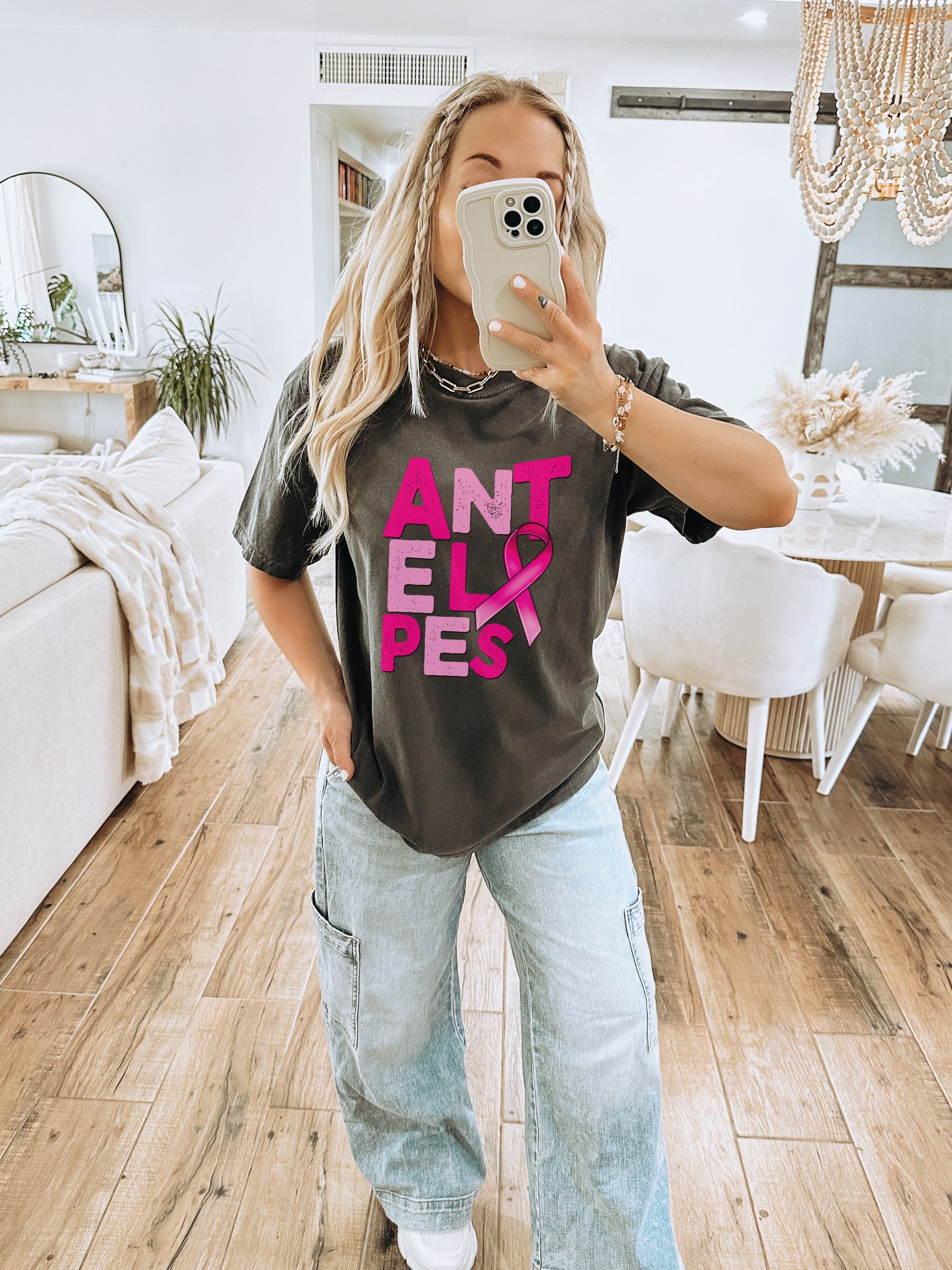 Antelope Graphic Tee with Pink Design