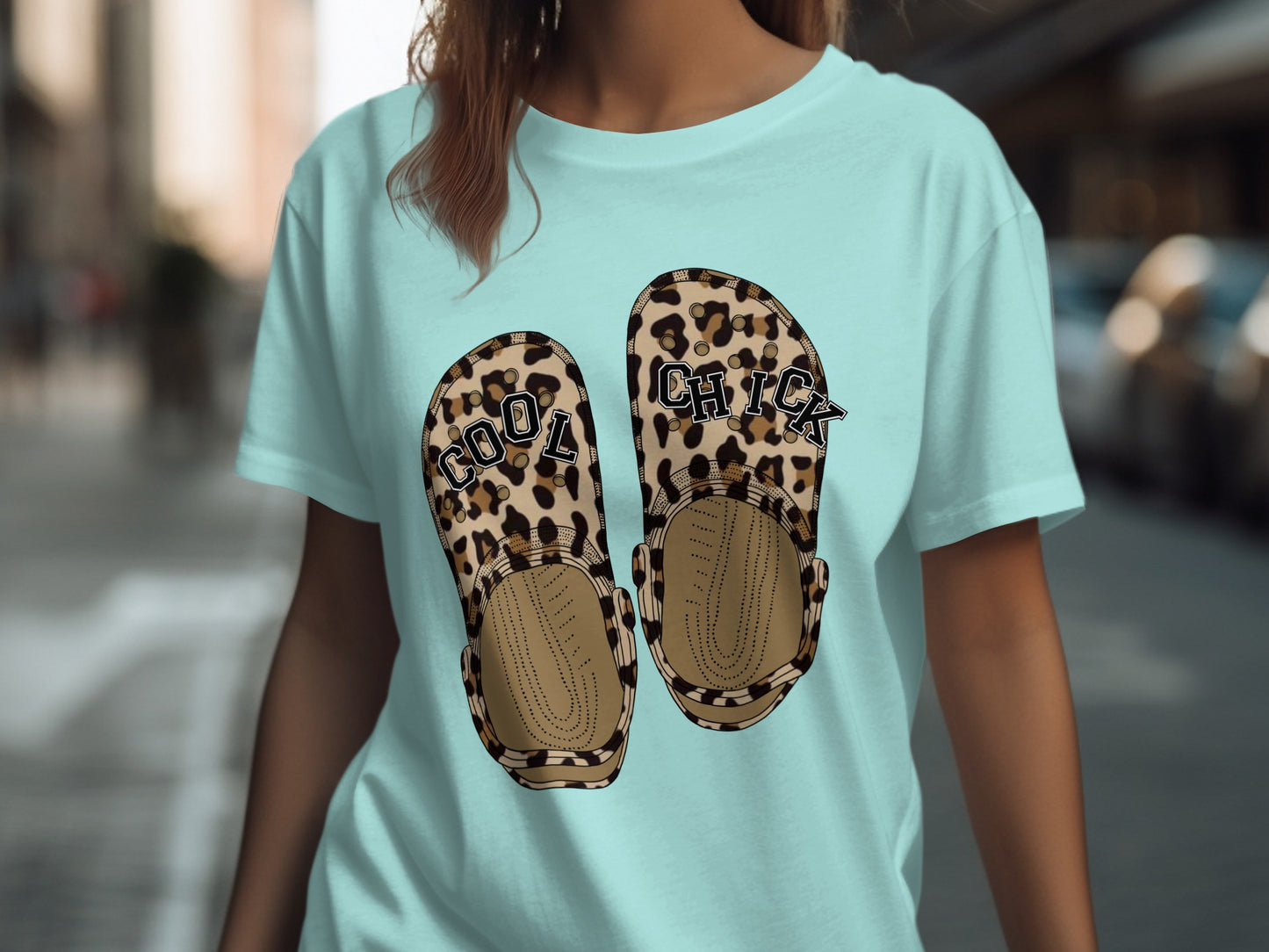 Cool Chick Graphic Tee with Leopard Print Design